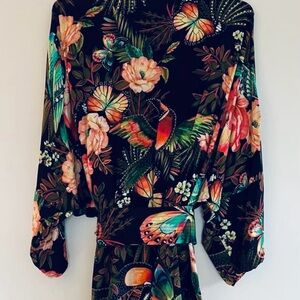 Farm Rio floral and Bird Print Kimono OS